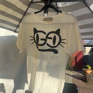 Gucci Black & White Cat Face T-Shirt